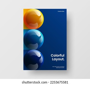Clean banner A4 vector design template. Trendy 3D spheres company identity layout.