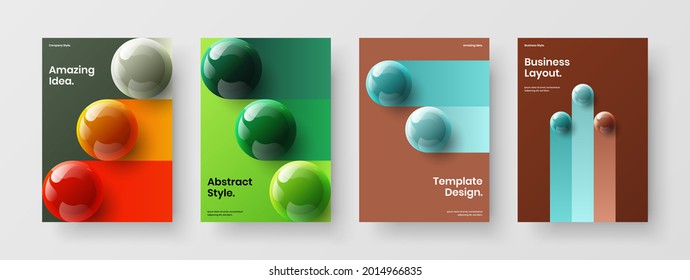 Reinigen Sie die Vektordesign-Vektorgrafik-Konzeption. Farbige 3D-Sphären-Präsentation Vorlage Set.