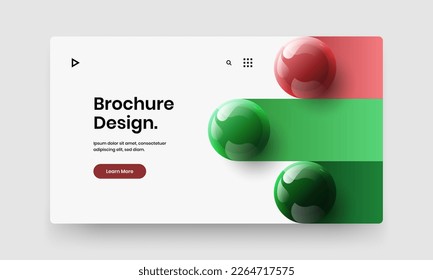 Clean banner design vector concept. Original 3D balls postcard illustration.