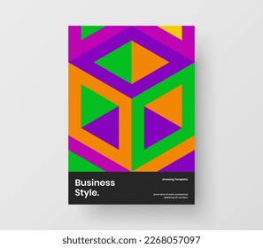 Clean banner design vector template. Vivid mosaic pattern journal cover layout.