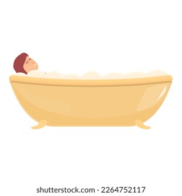 Vector de dibujos animados de icono de baño limpio. Agua caliente. Espuma de spa