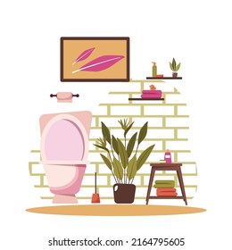 Clean Bathroom Decoration Toilet Closet House Interior Flat Design