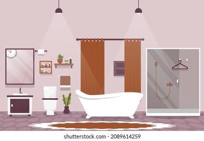 Baño limpio Diseño Interior Closet Bañera Mobiliario Iluminación plana