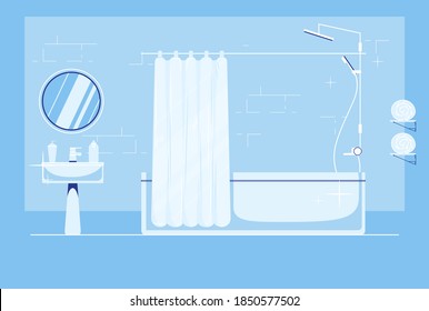 Clean bathroom with white fixtures flat design