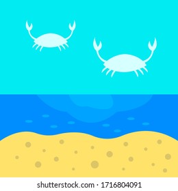 Clean beach blue water and sky with clouds in the shape of a crab beautiful landscape wallpaper for design