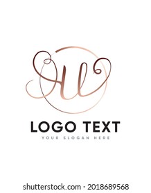 Ein sauberer, schöner, charmanter und romantischer, handgeschriebener Brief vom Typ U Logo-Vorlage, Vectorlogo für Geschäfts- und Firmenidentität 