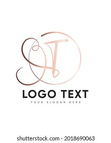A clean beautiful, charming and romantic handwritten letter type T logo template, Vector logo for business and company identity 