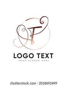 A clean beautiful, charming and romantic handwritten letter type F logo template, Vector logo for business and company identity 