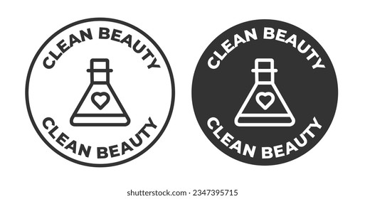 Clean Beauty vector icon set in black color.