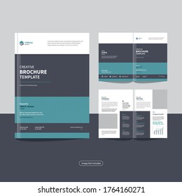 Clean bi fold brochure design template with professional, modern, minimal and abstract design in A4 format.