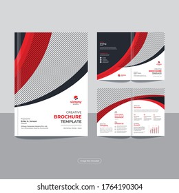 Clean bi fold brochure design template with professional, modern, minimal and abstract design in A4 format.