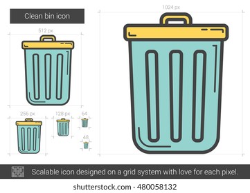 Clean bin vector line icon isolated on white background. Clean bin line icon for infographic, website or app. Scalable icon designed on a grid system.