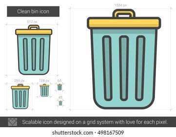 Clean bin vector line icon isolated on white background. Clean bin line icon for infographic, website or app. Scalable icon designed on a grid system.