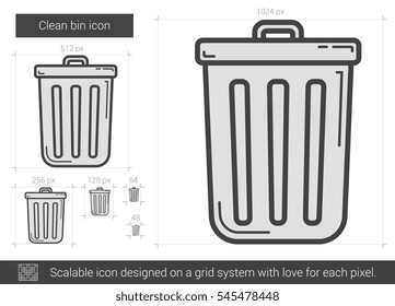 Clean bin vector line icon isolated on white background. Clean bin line icon for infographic, website or app. Scalable icon designed on a grid system.