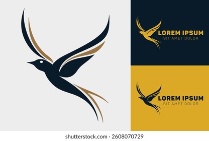 Clean Bird Icon with Abstract Modern Shape