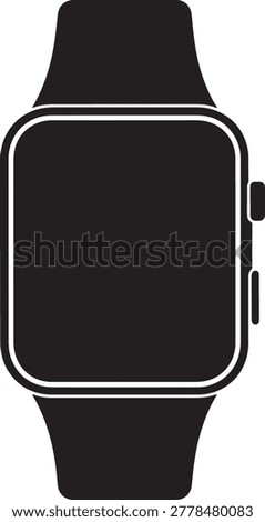 Clean black Apple smartwatch silhouette on a plain background