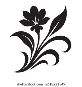 Clean Black Floral Design with Sweeping Shapes