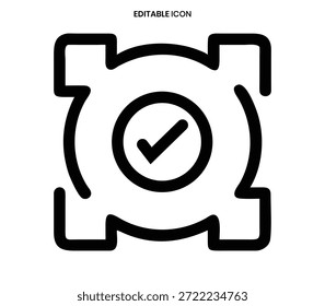 Um ícone preto limpo exibindo uma marca de seleção dentro de um quadro quadrado, simbolizando a confirmação.