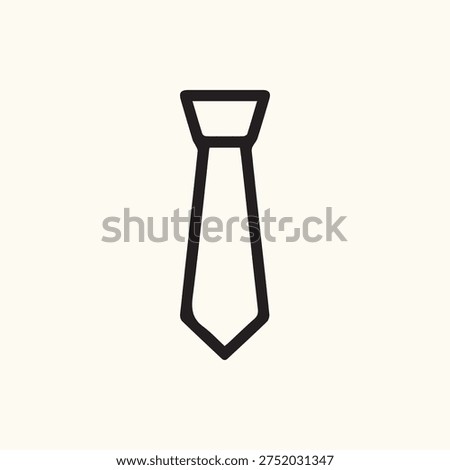 A clean black outline icon of a classic necktie. This minimalist vector graphic represents formal wear, business, and professionalism on a plain background.