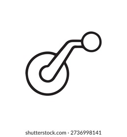 A clean black outline icon of a hand crank or winch handle. This simple vector graphic illustrates a manual rotary lever on a white background.