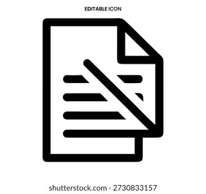 Icono de contorno limpio y negro que representa un documento o papel con texto y una esquina doblada.