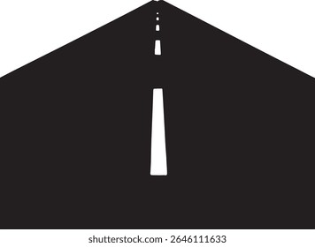 Clean black road with white dashed divider and white surroundings.