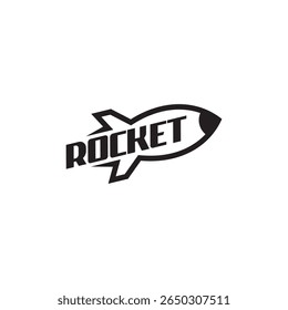 Clean black rocket silhouette logo perfect for apps, web, and print