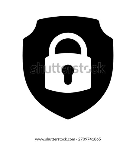 Clean black shield-lock symbol showing dependable data protection and trusted access safety. Perfect for privacy tools and secure digital platforms.