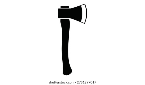 Uma silhueta limpa e preta de um machado exibe um estilo gráfico arrojado e sua forma distinta.