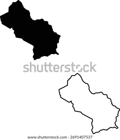 Clean black silhouette and outline map of a distinctive geographical area, suitable for presentations or educational materials.