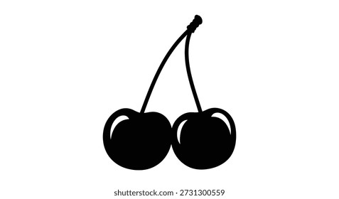 Eine saubere, schwarze Silhouette aus zwei Kirschen zeigt einen unverwechselbaren, gestrafften stilistischen Ansatz.