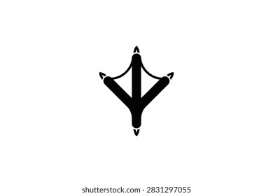A clean black silhouette of a webbed bird footprint centered on a plain white background