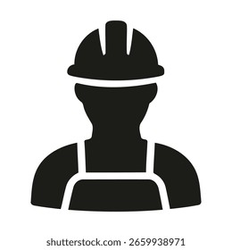 A clean, black silhouette of a worker, isolated on a white background. This distinctive silhouette is perfect for representing labor, industry, or employment.