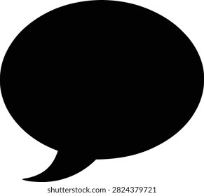 Clean black speech bubble graphic with tail for messaging layouts