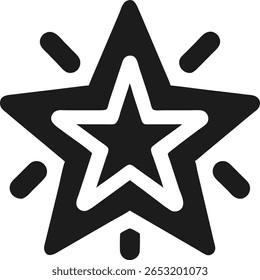 Design de logotipo de estrela preta limpa com cinco traços finos simétricos
