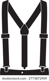 Clean black suspenders featuring adjustable straps and metal buckles for secure fit.