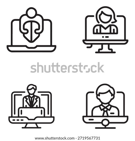 Clean black vector icons illustrating consulting processes, analysis, and digital advisory workflows.