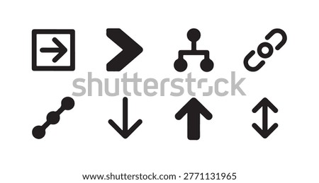 Clean black vector shapes for direction indicators flow charts and hyperlink connectivity art.
