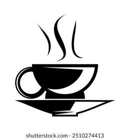 a clean black and white cup of coffee. Cappuccino, tea, coffee, herbal drink, poured into a clean pink cup and isolated on a blank background. customized vector illustration