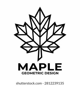 A clean black and white geometric maple leaf logo illustration with modern lines and minimalist aesthetic for corporate identity