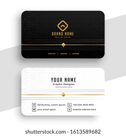 clean black white and golden business card design