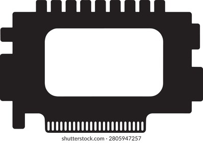 Clean black and white PCI Express card vector illustration for tech graphics and diagrams
