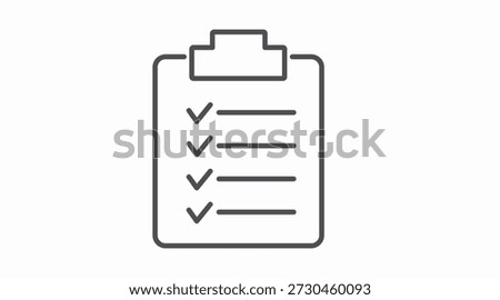 Clean black and white vector checklist icon featuring a simple task list with check marks. Ideal for productivity apps, to‑do lists, project management tools, UI, UX design, online stores, and modern web interfaces. This minimalist, scalable symbol works perfectly for digital products, dashboards, and organizational graphics.