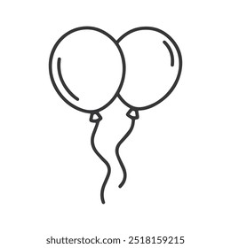 Clean black and white vector of two balloons in minimalist line art style perfect for logos invitations party designs and creative projects.