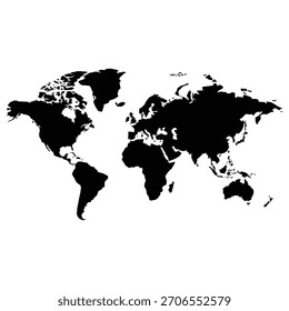 Mapa del mundo negro limpio en diseño de estilo de silueta