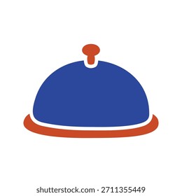 Icono de Vector de contorno en blanco y negro de una bandeja de comida para servir con una tapa abovedada. Este diseño es perfecto para menús, servicios de catering y temas de restaurantes.