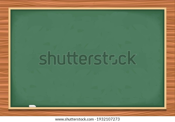 Clean blackboard on wood background, vector\
eps10 illustration
