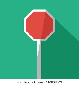clean blank empty illustration simple red street stop sign signal vector isolated for business or transportation on flat design style