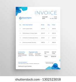 clean blue abstract business invoice template