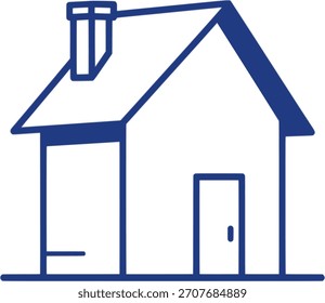 Saubere blaue Linie Zeichnung eines Hauses, als Symbol für Architektur- oder Wohnungsdienstleistungen verwendet.